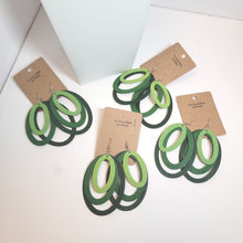 Load image into Gallery viewer, Green layered oval Earrings
