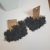 Fluffy Hoop Black Earrings