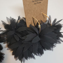 Load image into Gallery viewer, Fluffy Hoop Black Earrings
