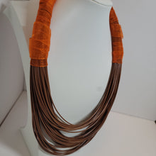 Load image into Gallery viewer, Brown Leather Orange Wrap Necklace

