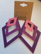 Pink Hue Diamond shaped Earrings