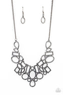 PAPARAZZI Geometric Grit - Black NECKLACE