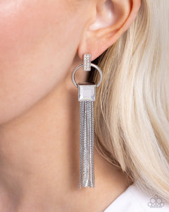 PAPARAZZI Softly Streamlined - White EARRINGS