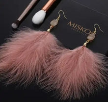 Load image into Gallery viewer, Pink Fancy Feather Earrings
