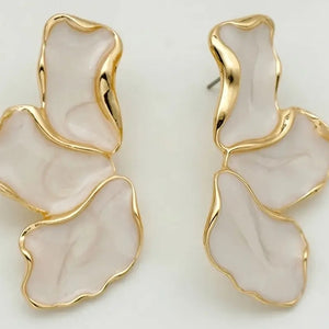 opal goldtrim leaf earrings