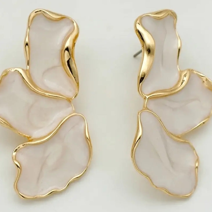 opal goldtrim leaf earrings