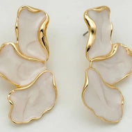 opal goldtrim leaf earrings