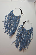 Denim Fringe Earrings