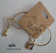 gold lock & key earrings