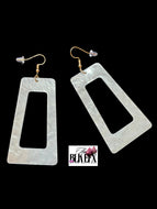 white rectangle earrings