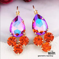 geometric teardrop earrings (orange/purple)