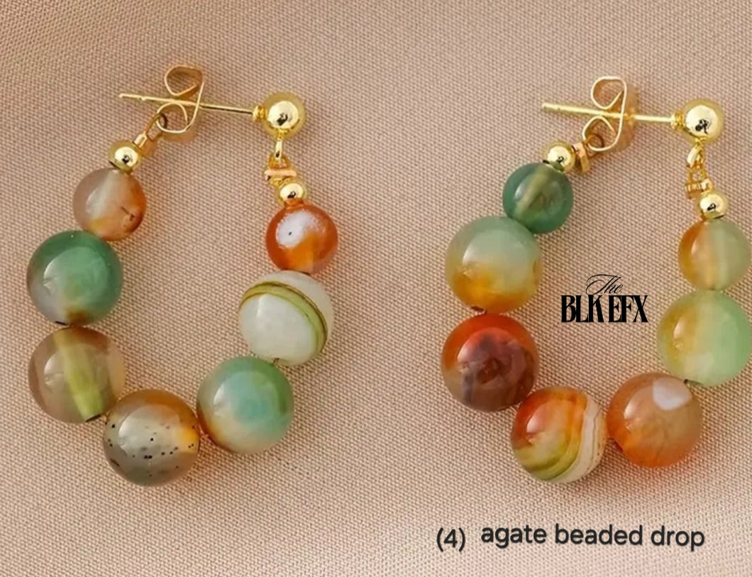 agate beaded drop earrings