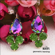 geometric teardrop earrings (purple/green)