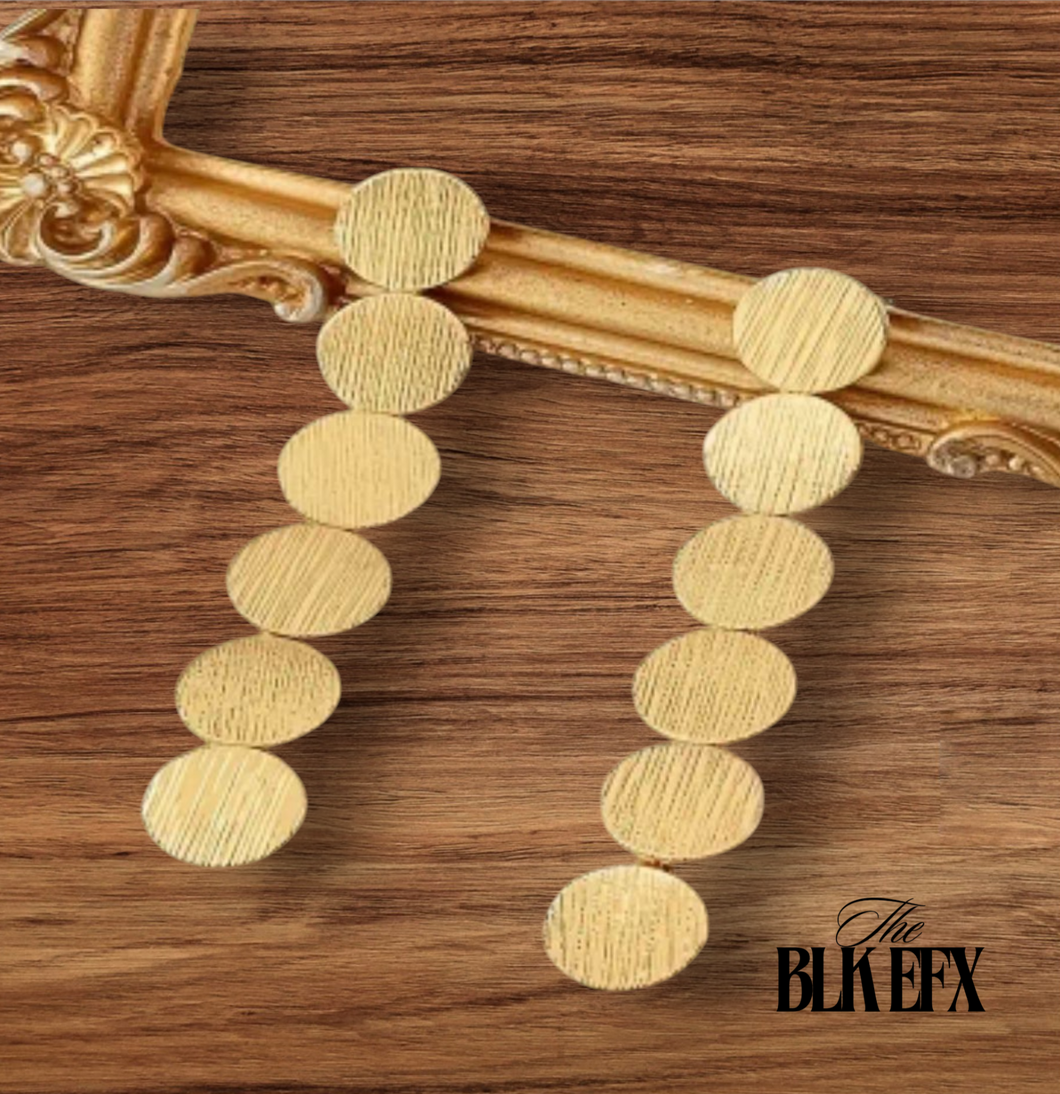 gold rows of circles earrings