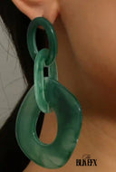 green acrylic link earrings