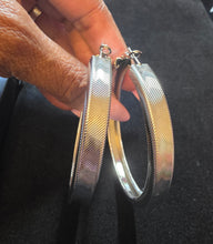 Load image into Gallery viewer, Textured silver hoops
