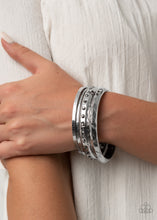 Load image into Gallery viewer, PAPARAZZI Revved Up Rhinestones - Silver Bracelets
