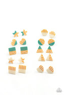 PAPARAZZI (SS) HALF STRIPED AND HALF SOLID PATTERNED EARRINGS