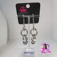 Paparazzi SILVER EDGY LINKED EARRINGS
